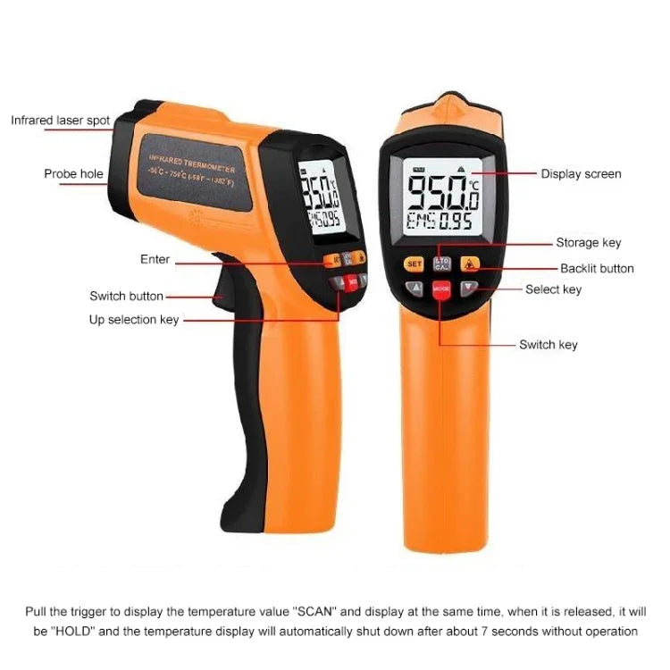 Infrarot-Thermometer, Temperaturbereich: -50 - 700 Grad Celsius, GM700