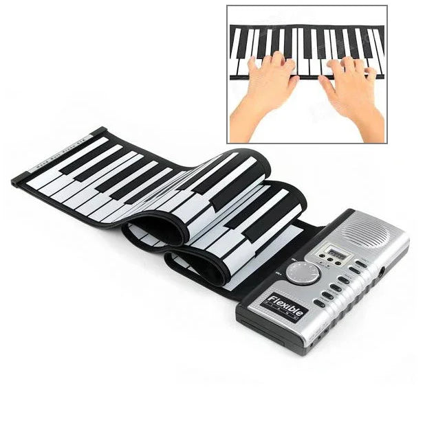Datopal 61-Tasten-Roll-Up-Softkeyboard, Piano MIDI, 61 Standardtasten, Weiß