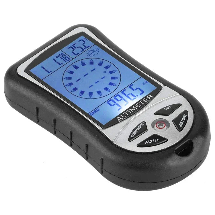 8 in 1 (Höhenmesser + Wetter + Höhe + Kompass + Thermometer + Uhr + Kalender + LED-Hintergrundbeleuchtung) Multifunktions-Digital-Höhenmesseruhr Kompass, 8 in 1
