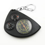 3-in-1 tragbares Karten-Entfernungsmessgerät + Kompass + Thermometer mit Schlüsselanhänger für Outdoor-Camping-Wanderungen, 3-in-1 (Schwarz)