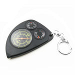3-in-1 tragbares Karten-Entfernungsmessgerät + Kompass + Thermometer mit Schlüsselanhänger für Outdoor-Camping-Wanderungen, 3-in-1 (Schwarz)