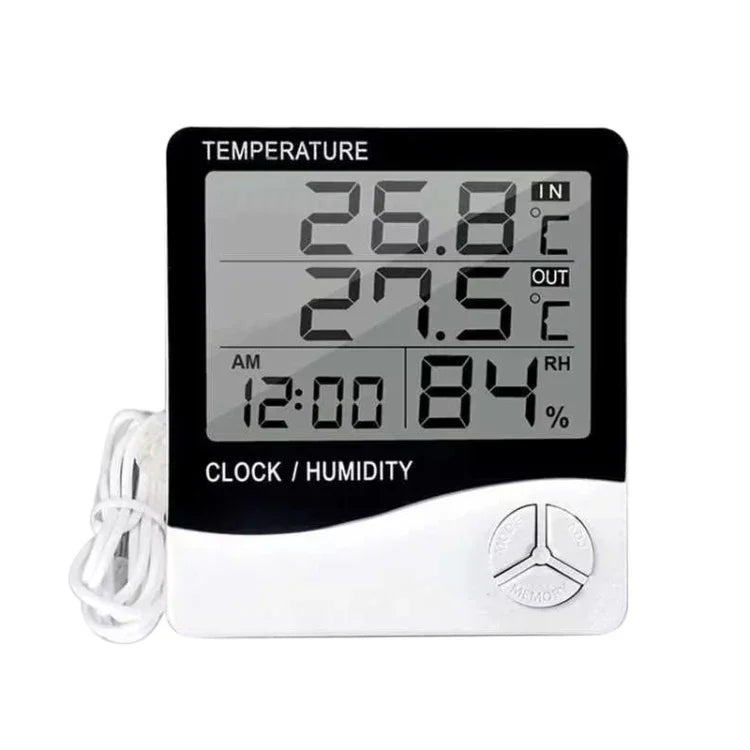 LCD Digitales Elektronisches Thermometer Hygrometer mit Wecker für den Innen- und Außenbereich, THC-03A
