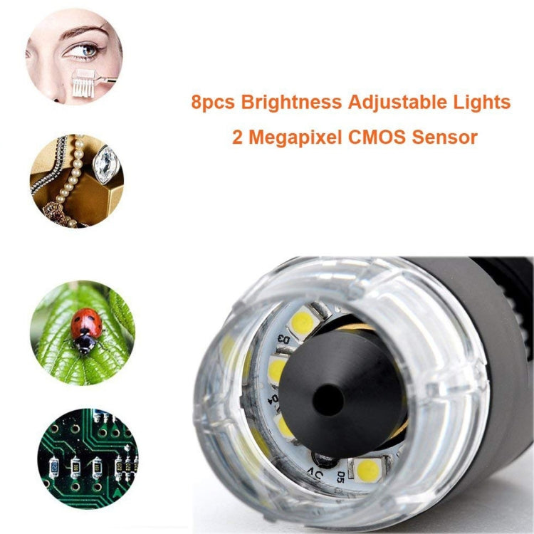 DMS-MDS800 40X-800X Vergrößerungsglas 2.0MP Bildsensor USB Digitalmikroskop mit 8 LEDs & professionellem Ständer, 40X-800X