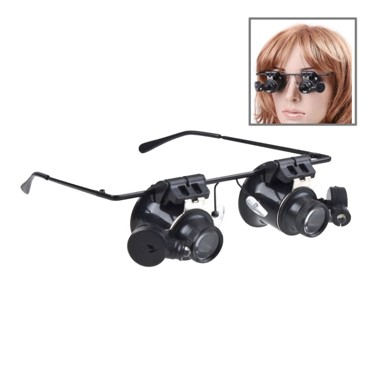 20X Brillenart Uhrmacherlupe mit LED-Licht, doppelt