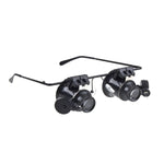 20X Brillenart Uhrmacherlupe mit LED-Licht, doppelt