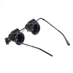 20X Brillenart Uhrmacherlupe mit LED-Licht, doppelt
