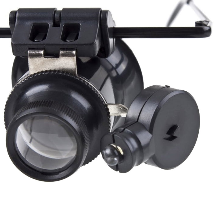 20X Brillenart Uhrmacherlupe mit LED-Licht, doppelt