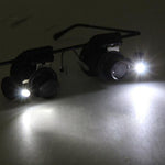 20X Brillenart Uhrmacherlupe mit LED-Licht, doppelt