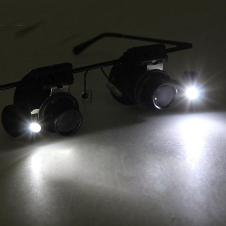 20X Brillenart Uhrmacherlupe mit LED-Licht, doppelt