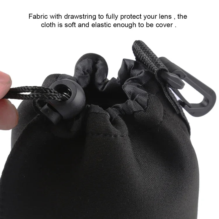 Neopren-Tragetasche für SLR-Kameraobjektive mit Karabinerhaken, Größe: 10 x 22 cm