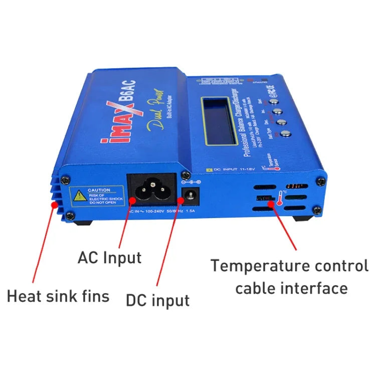 iMAX B6AC 2,6-Zoll-LCD-RC-LiPo-Akku-Balancer-Ladegerät (100–240 V / EU-Stecker), B6AC
