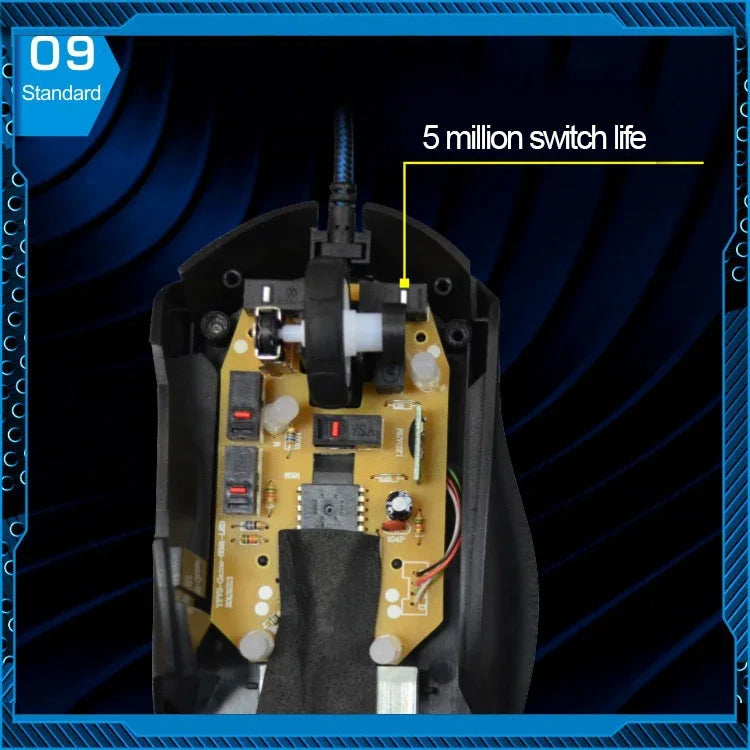 T7 Kabelgebundene optische Gaming-USB-Maus mit 3 wählbaren Farben, 1200 DPI, 1600 DPI und 2400 DPI