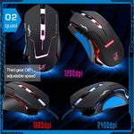 T7 Kabelgebundene optische Gaming-USB-Maus mit 3 wählbaren Farben, 1200 DPI, 1600 DPI und 2400 DPI