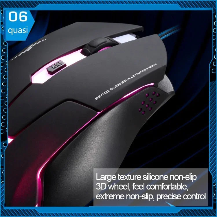 T7 Kabelgebundene optische Gaming-USB-Maus mit 3 wählbaren Farben, 1200 DPI, 1600 DPI und 2400 DPI