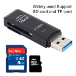 2 in 1 USB 3.0 Kartenleser, Super Speed 5Gbps, Unterstützt SD-Karte / TF-Karte