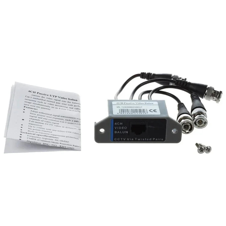 4-Kanal-Video (BNC) auf UTP (RJ45) Video-Balun