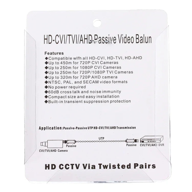 2 Stück 202C-HD CVI/TVI/AHD 1-Kanal Passiver Video-Balun Koaxialadapter, 202C-HD
