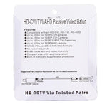 2 Stück 202E-HD CVI/TVI/AHD 1-Kanal Passiver Video-Balun Koaxialadapter, 202E-HD