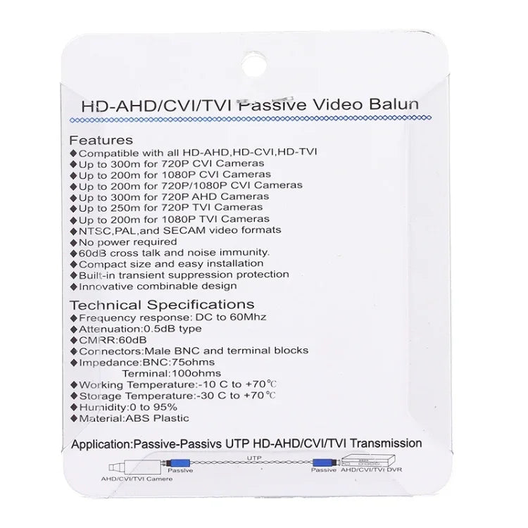 2 Stück HD 202E Erweiterte Version Koaxial CVI/TVI/AHD 1-Kanal Passiver Transceiver Video Balun, 202E