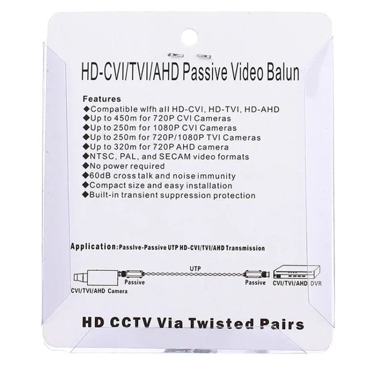 2 Stück HD 202P Koaxial CVI/TVI/AHD 1-Kanal Passiver Transceiver Video Balun, 202P