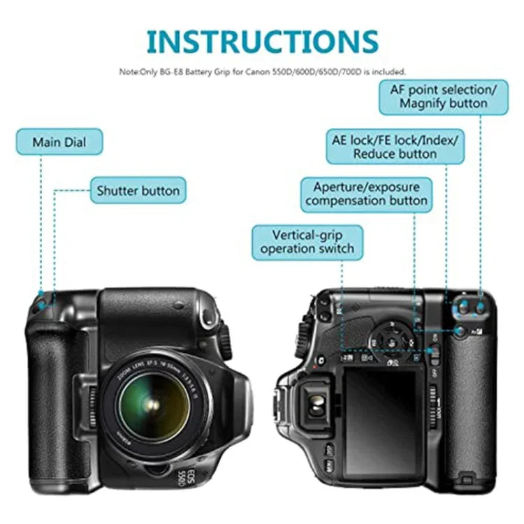 Batteriegriff für Canon EOS 550D mit zwei Batteriefächern, für Canon EOS 550D