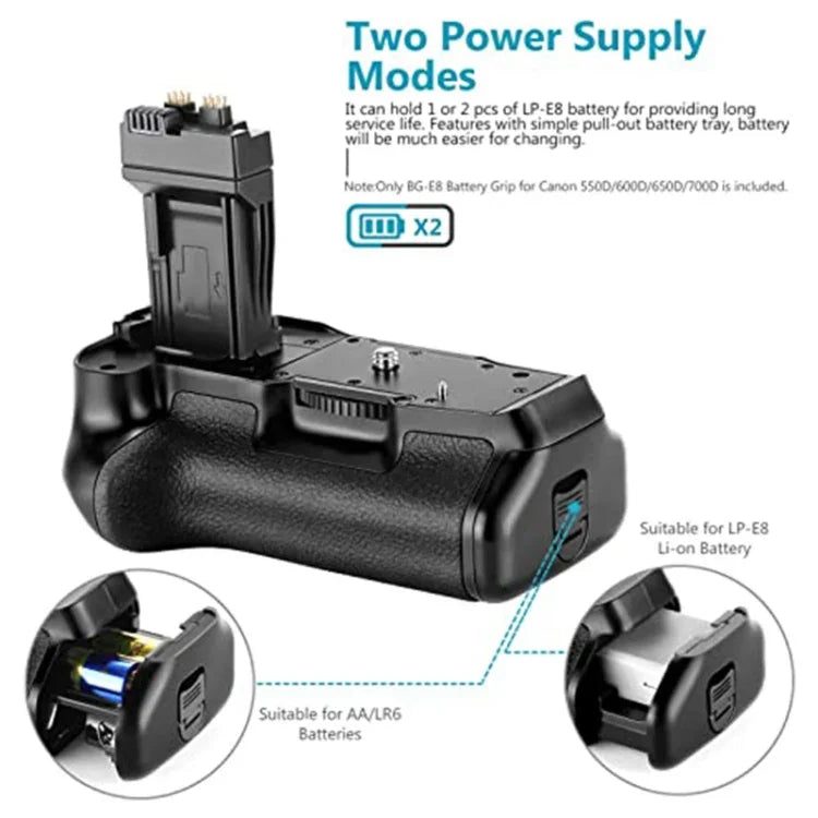 Batteriegriff für Canon EOS 550D mit zwei Batteriefächern, für Canon EOS 550D