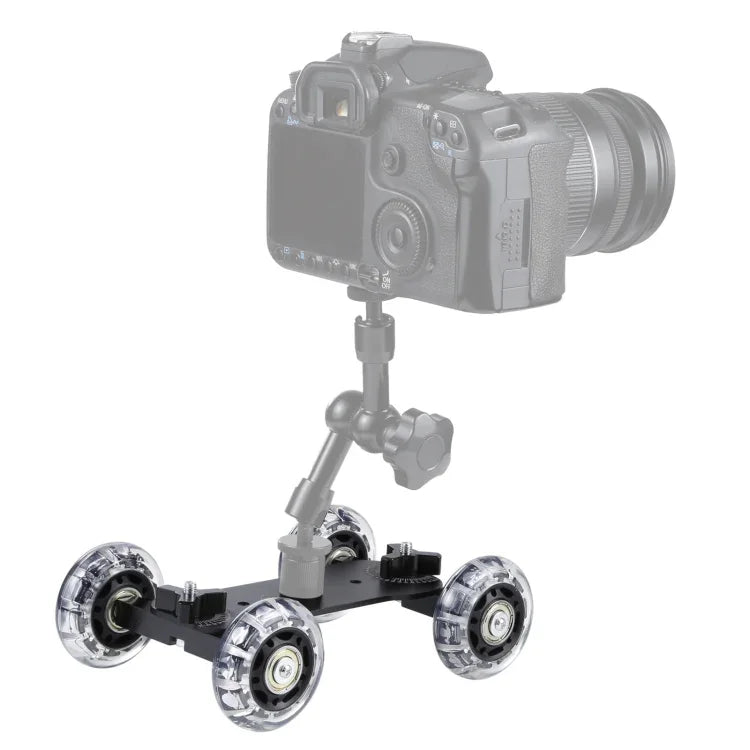 Bodentisch-Video-Slider-Schienenwagen für DSLR-Kameras, Schwarz