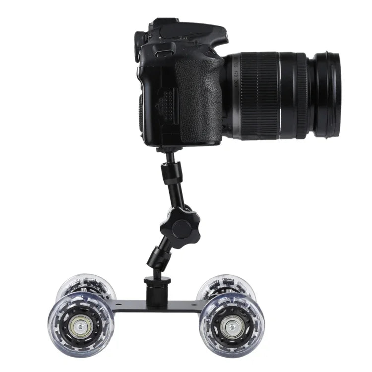 Bodentisch-Video-Slider-Schienenwagen für DSLR-Kameras, Schwarz