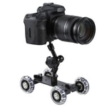 Bodentisch-Video-Slider-Schienenwagen für DSLR-Kameras, Schwarz