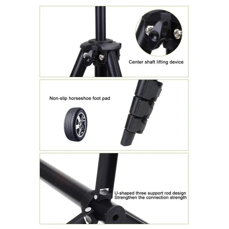 YUNTENG VCT-681 138cm Stativ für Spiegelreflex-/Mikro-Spiegelreflex-/Digitalkameras, 4-teilige, klappbare Aluminiumbeine, geeignet für Canon / Nikon / Panasonic / Pentax / Casio / Sony / Fuji (Tragfähigkeit: 3 kg)