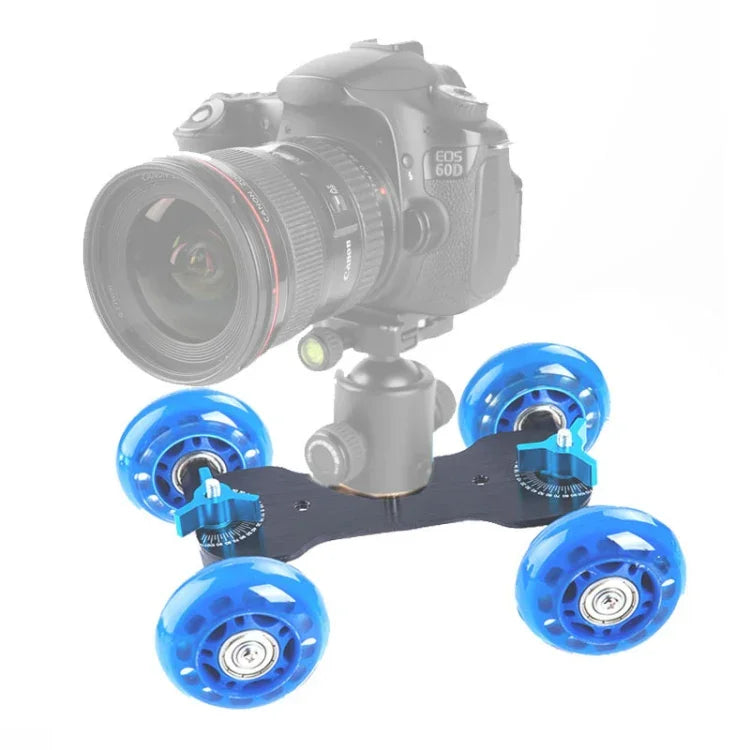 DEBO Kamerawagen der ersten Generation / Bodentisch-Video-Slider für DSLR-Kameras / Camcorder, Blau
