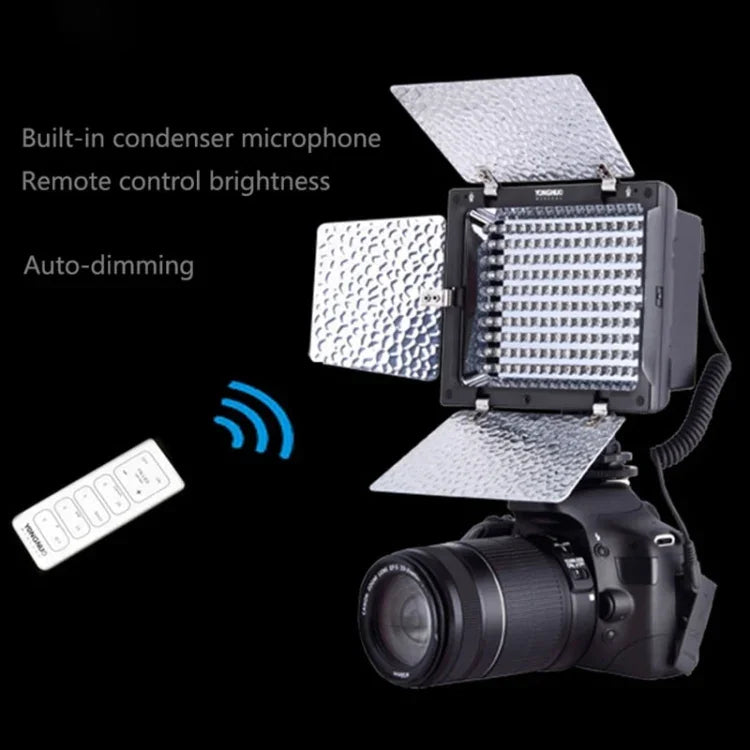 YONGNUO YN-160 II LED-Videoleuchte mit Leuchtweitenregulierung und Fernbedienung für Canon- und Nikon-DSLR-Kameras, YN-160 II