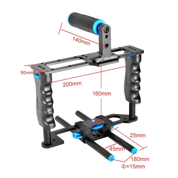 YELANGU YLG0107E-A Schutzkäfig-Griff-Stabilisator-Top-Set für DSLR-Kameras