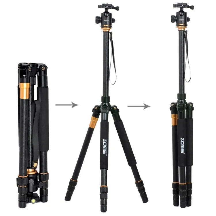 ZOMEI Z688 Tragbares professionelles Reisestativ aus Magnesiumlegierung mit Kugelkopf für Digitalkameras, Z688
