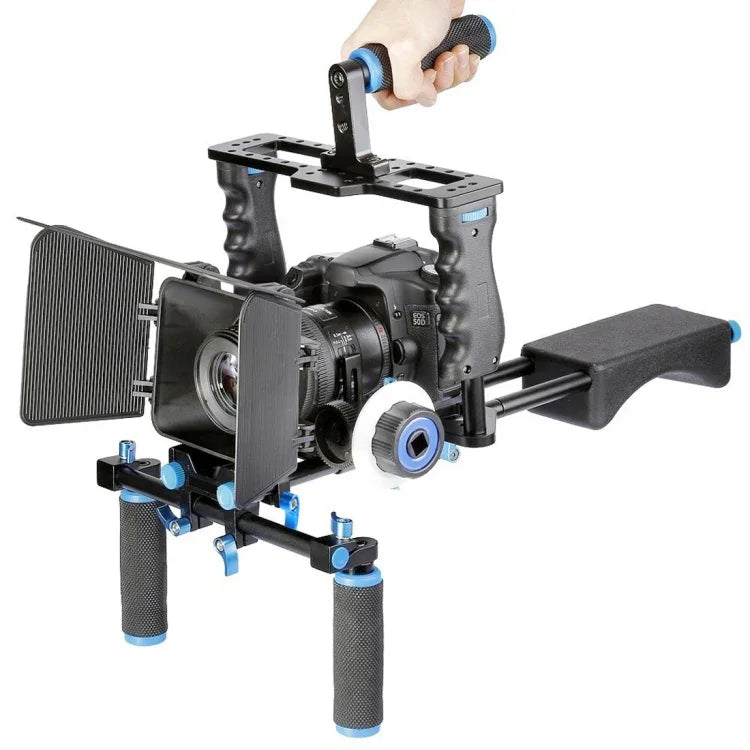 YELANGU YLG1103A-A Schulterhalterung mit zwei Griffen + Kamerakäfig-Stabilisator-Kit mit Matte Box für DSLR-Kameras / Videokameras
