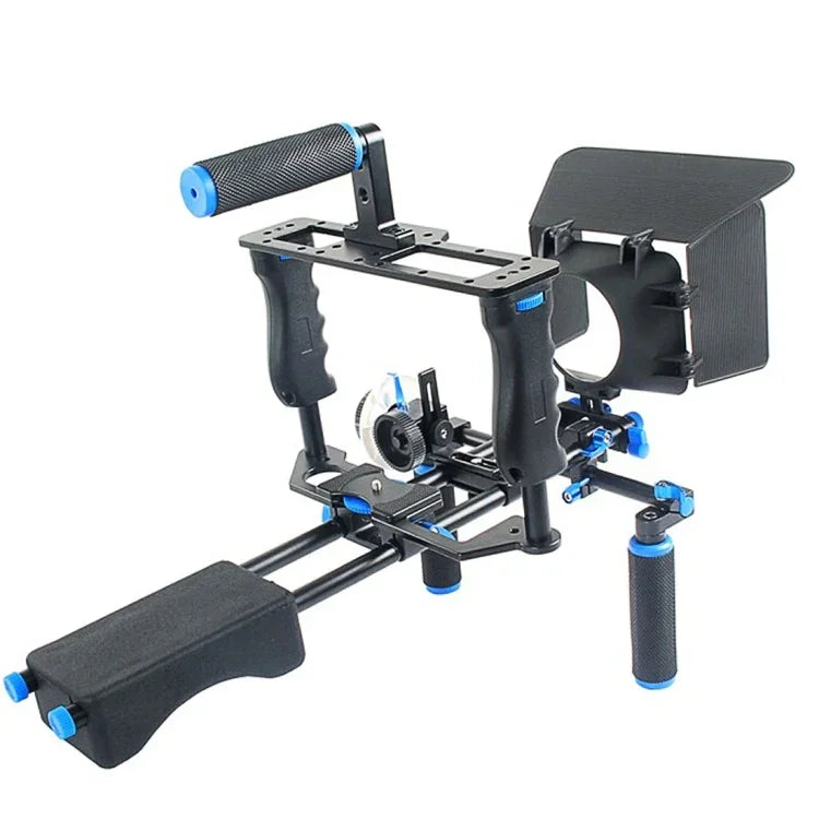 YELANGU YLG1103A-A Schulterhalterung mit zwei Griffen + Kamerakäfig-Stabilisator-Kit mit Matte Box für DSLR-Kameras / Videokameras