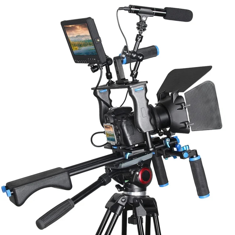 YELANGU YLG1103A-A Schulterhalterung mit zwei Griffen + Kamerakäfig-Stabilisator-Kit mit Matte Box für DSLR-Kameras / Videokameras
