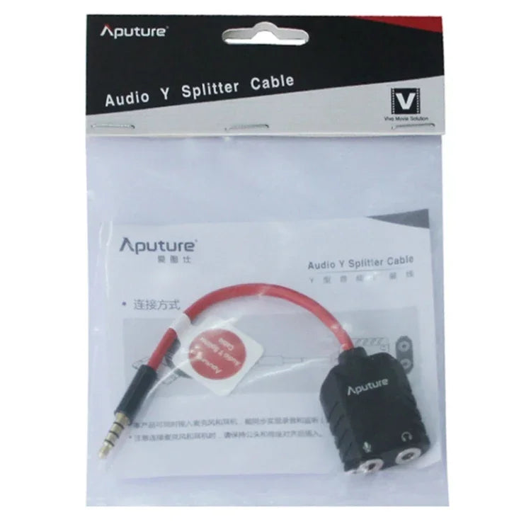 Aputure 3,5-mm-Audio-Y-Kabel (Stecker auf 2 Buchsen) für Headset und Mikrofon, 3,5-mm-Stecker auf 2 Buchsen