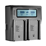 Digitales Zweikanal-Ladegerät mit LCD-Display und USB-Anschluss für Sony BP-U30 / U60 / U90 Akkus, kompatibel mit Sony EX260 / EX280 / FS7