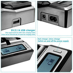 Digitales Zweikanal-Ladegerät mit LCD-Display und USB-Anschluss für Sony BP-U30 / U60 / U90 Akkus, kompatibel mit Sony EX260 / EX280 / FS7