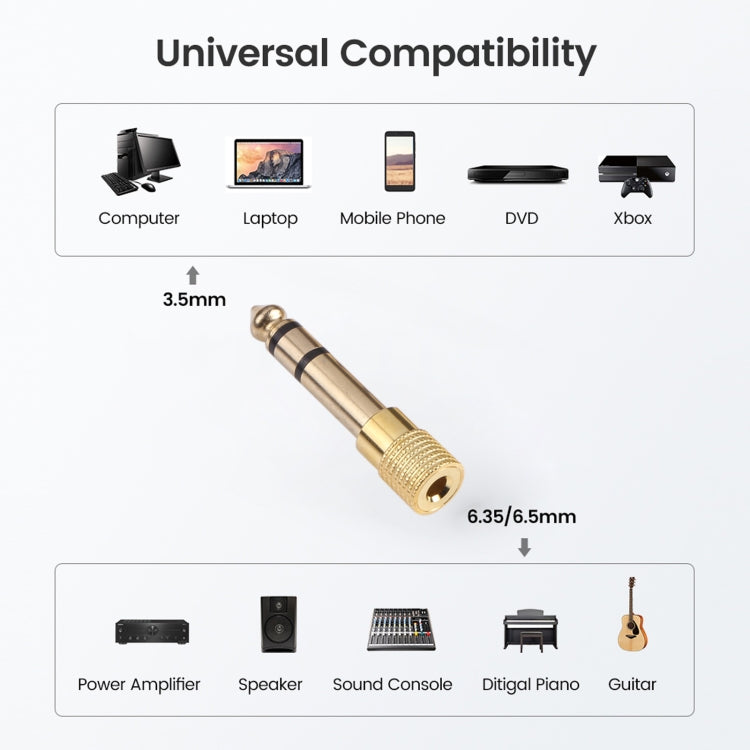 6,35mm Stecker zu 3,5mm Buchse Audioadapter (10 Stück pro Packung, Preis gilt für 10 Stück), 6,35mm Stecker zu 3,5mm Buchse