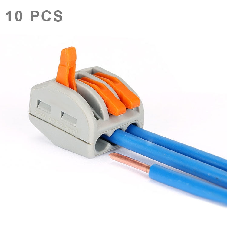10 Stück Universeller kompakter 3-Pin Push-Klemme lötfreier Drahtverbinder, 3 Pin