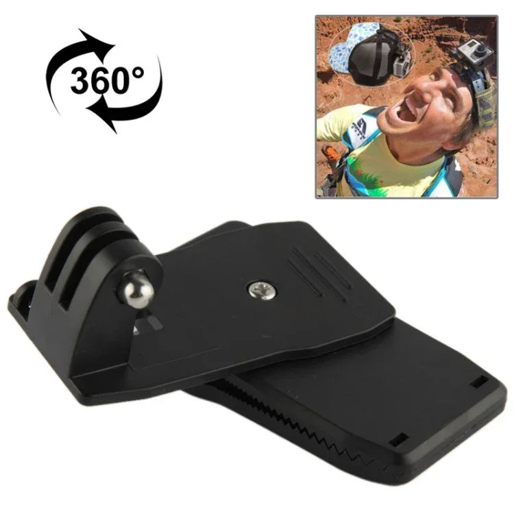 360-Grad-Dreh-Rucksackhalterung mit Rec-Mounts-Clip für GoPro, Insta360, DJI und andere Action-Kameras, Rec-Mounts-Clip (Schwarz)