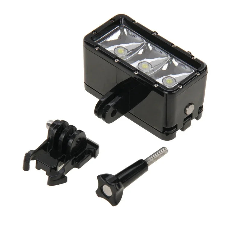 30 m wasserdichte Videoleuchte mit 3 Modi, Taschenlampe mit Basishalterung und Schraube für GoPro, Insta360, DJI und andere Action-Kameras, 30 m wasserdicht