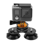 Dreieckige Saugnapfhalterung mit Stativbefestigung und Griffschraube für GoPro, Insta360, DJI und andere Action-Kameras