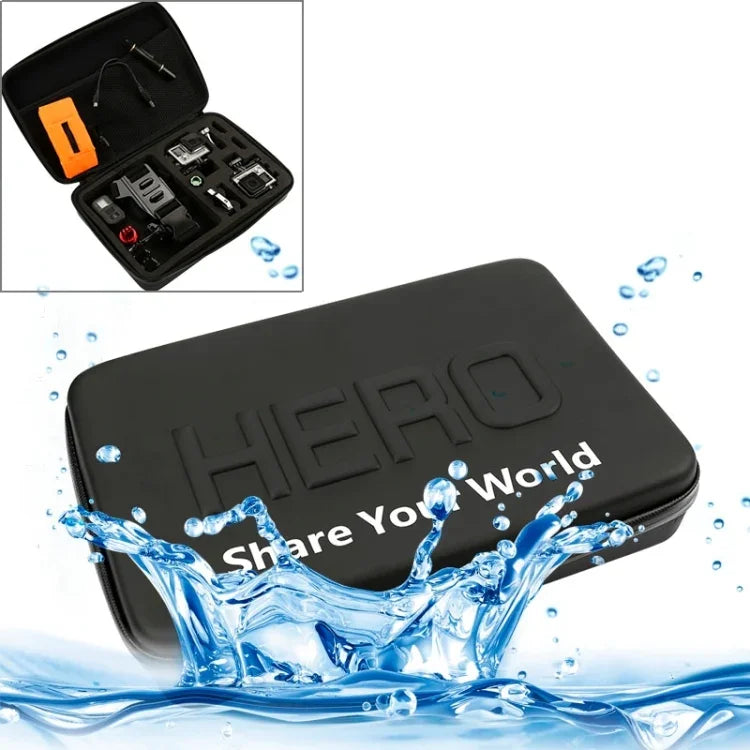 Stoßfeste, wasserdichte und tragbare Reisetasche für GoPro, Insta360, DJI und anderes Action-Kamera-Zubehör, Größe: 32 cm x 22 cm x 7 cm