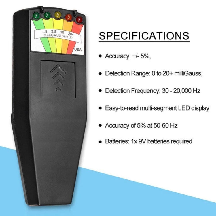 5-LED Elektromagnetischer Strahlungsdetektor EMF-Messgerät Tester, Stil 2 Weiß, Stil 2 Schwarz