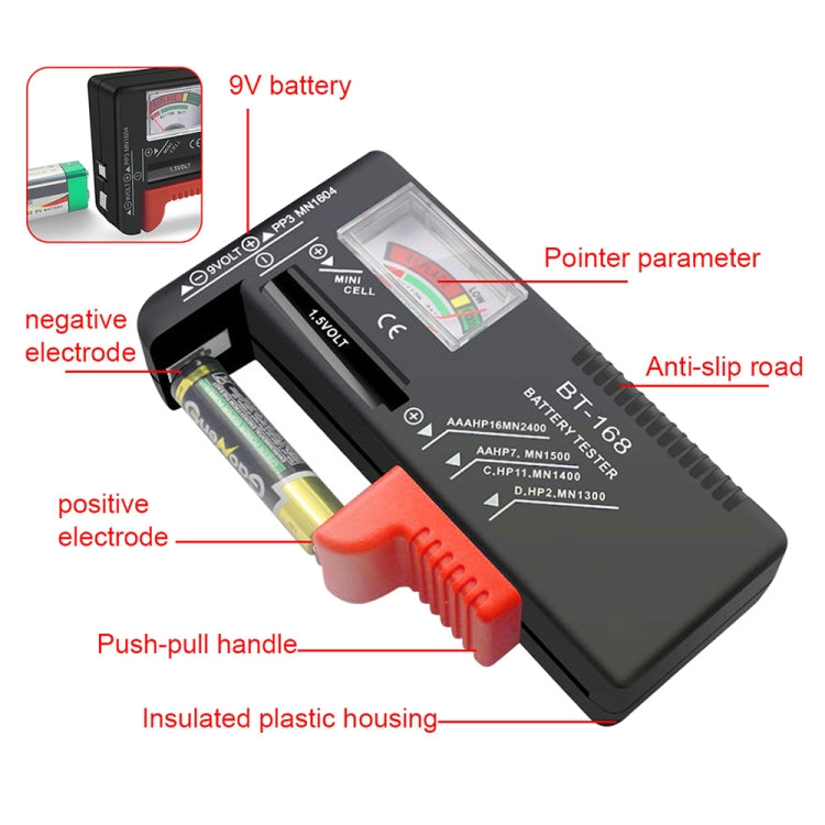 Universeller Batterietester für 1,5V AAA, AA und 9V 6F22 Batterien
