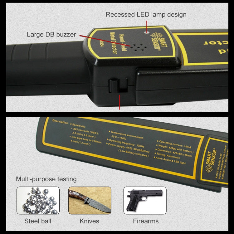 AR954 Handgehaltener Sicherheits-Metalldetektor, Erkennungsreichweite: 60mm, AR954