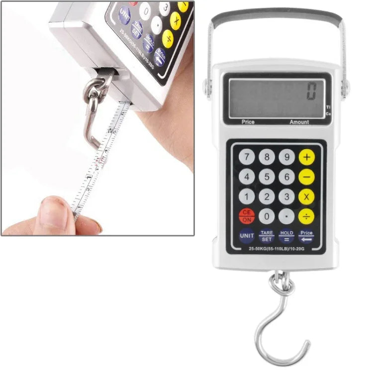7-in-1 Multifunktions-Elektronische Fischhakenwaage (50 kg/20 g), 7-in-1 50 kg x 10 g